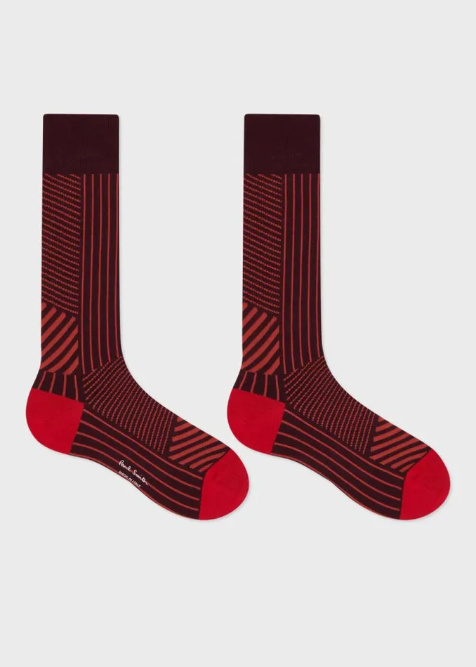 Mens Paul Smith Socks Red Mixed Stripe Socks Mens Paul Smith Socks Red Mixed Stripe Socks