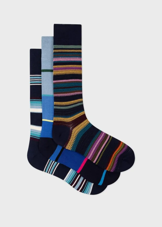 Mens Paul Smith Socks Stripe Socks Three Pack