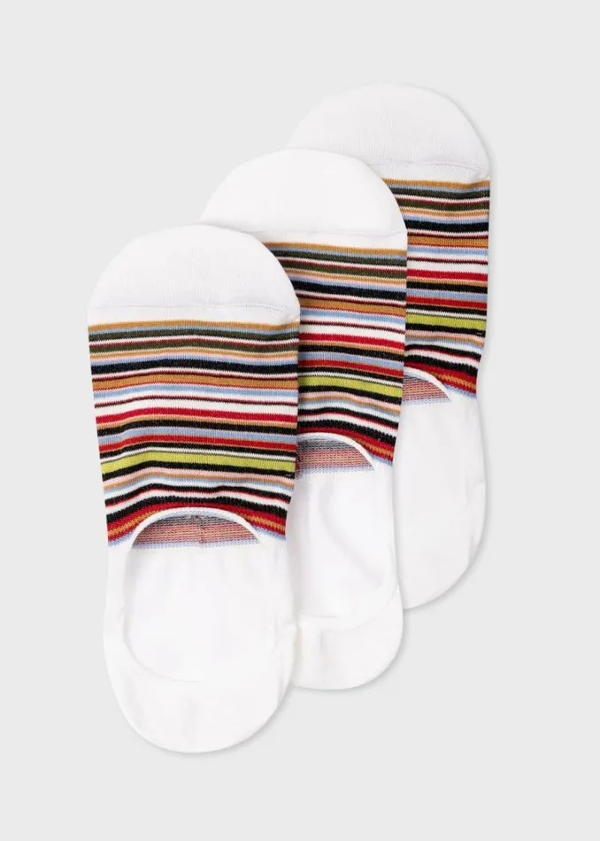 Mens Paul Smith Socks White 039Signature Stripe039 Loafer Socks Three Pack