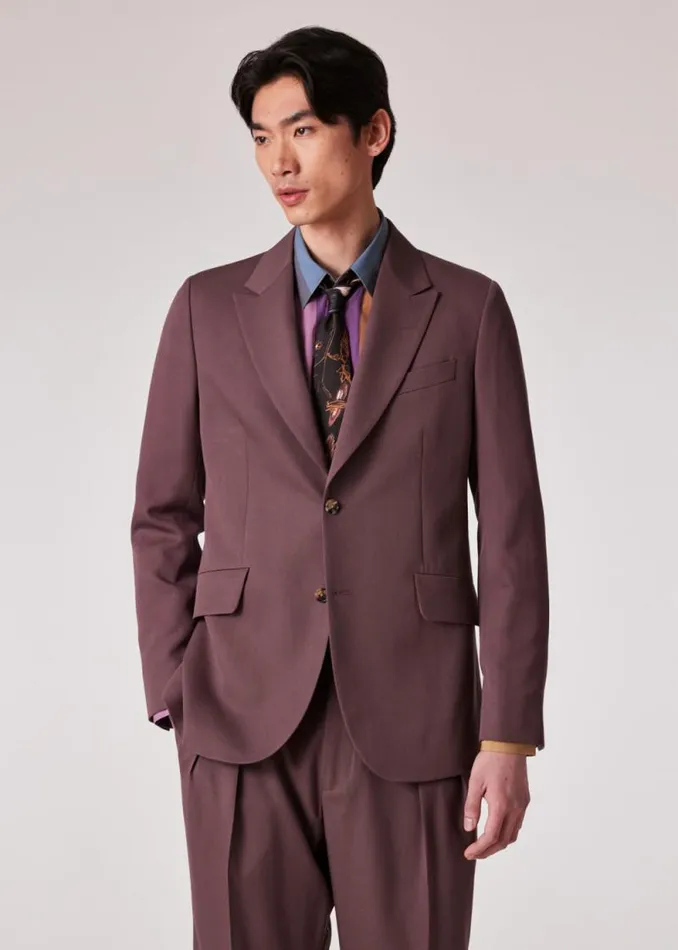 Mens Paul Smith Suits TailoredFit Mauve Wool Gabardine Blazer