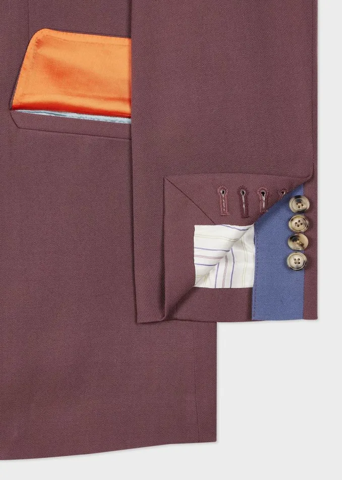 Mens Paul Smith Suits TailoredFit Mauve Wool Gabardine Blazer Mens Paul Smith Suits TailoredFit Mauve Wool Gabardine Blazer