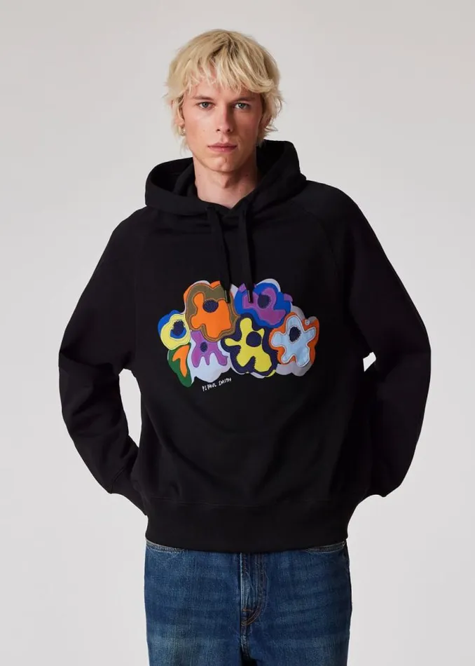 Mens Paul Smith Sweatshirts and Hoodies Black 039Bold Florals039 Applique Hoodie Mens Paul Smith Sweatshirts and Hoodies Black 039Bold Florals039 Applique Hoodie