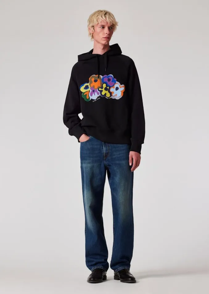 Mens Paul Smith Sweatshirts and Hoodies Black 039Bold Florals039 Applique Hoodie