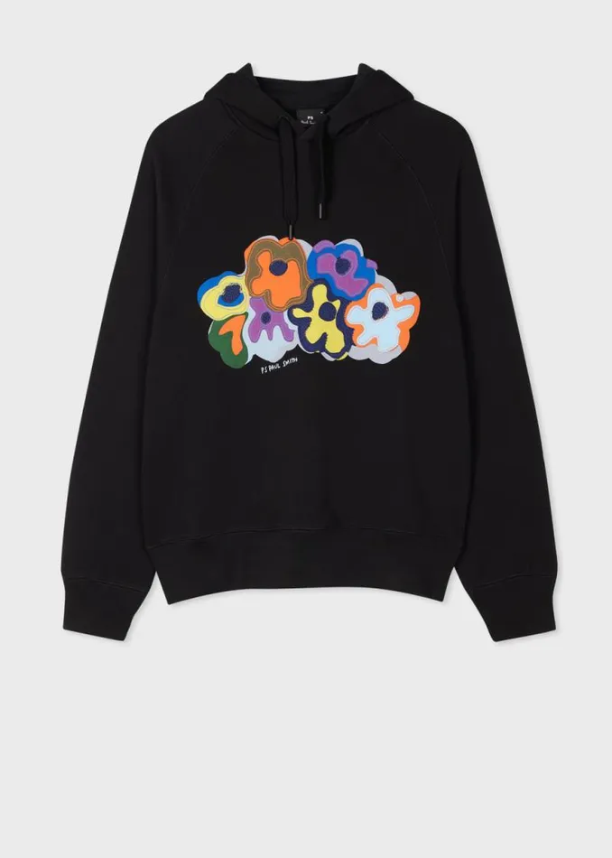 Mens Paul Smith Sweatshirts and Hoodies Black 039Bold Florals039 Applique Hoodie