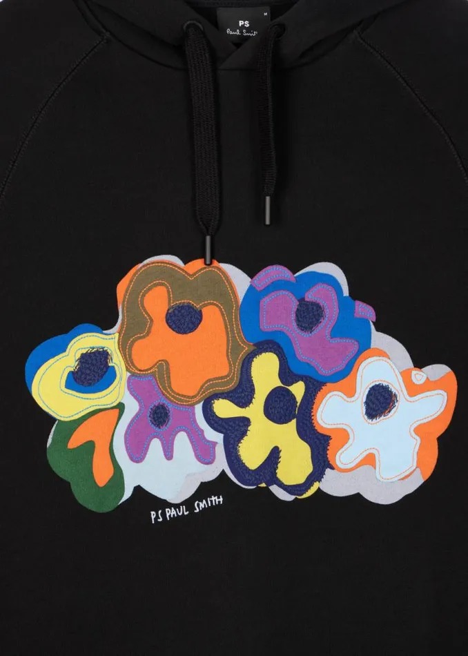 Mens Paul Smith Sweatshirts and Hoodies Black 039Bold Florals039 Applique Hoodie