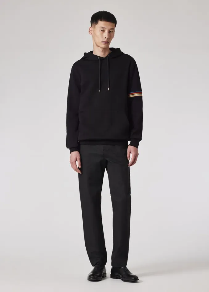Mens Paul Smith Sweatshirts and Hoodies Black 039Signature Stripe039 Trim Hoodie
