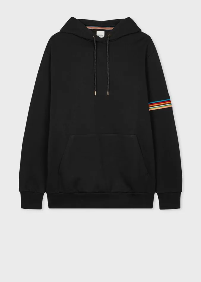 Mens Paul Smith Sweatshirts and Hoodies Black 039Signature Stripe039 Trim Hoodie