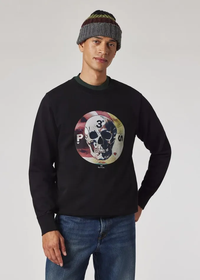 Mens Paul Smith Sweatshirts and Hoodies Black 039Skull039 Print Sweatshirt