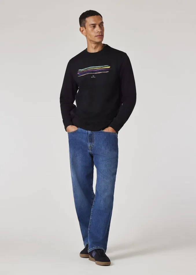 Mens Paul Smith Sweatshirts and Hoodies Black Stripe Print Sweatshirt