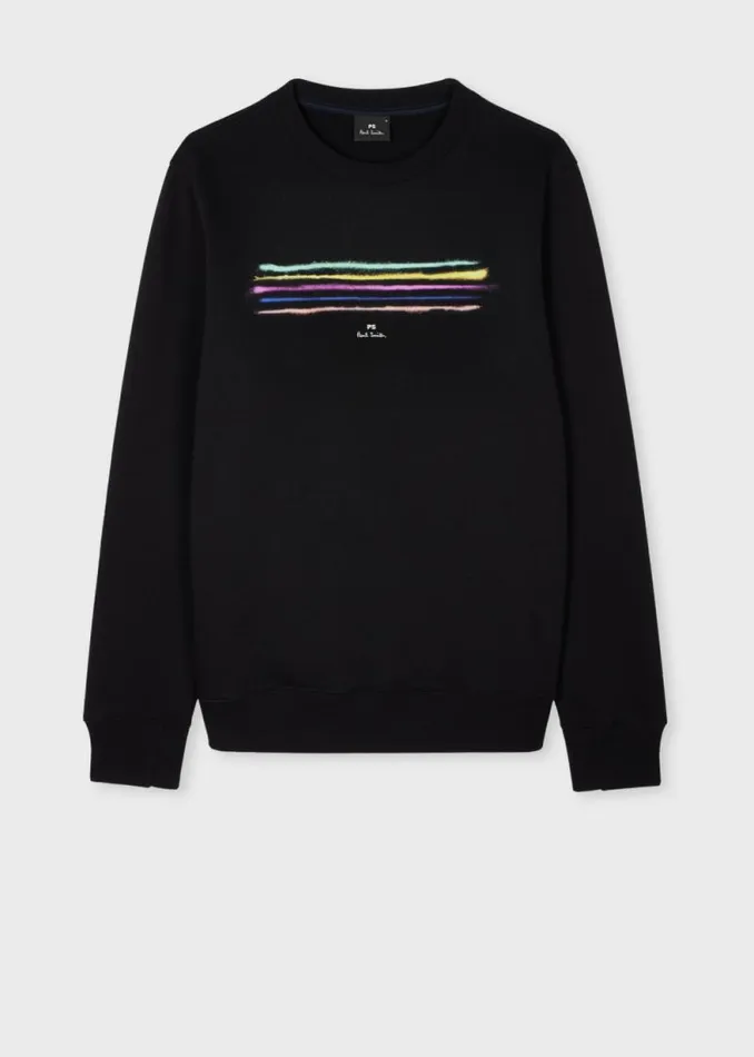 Mens Paul Smith Sweatshirts and Hoodies Black Stripe Print Sweatshirt