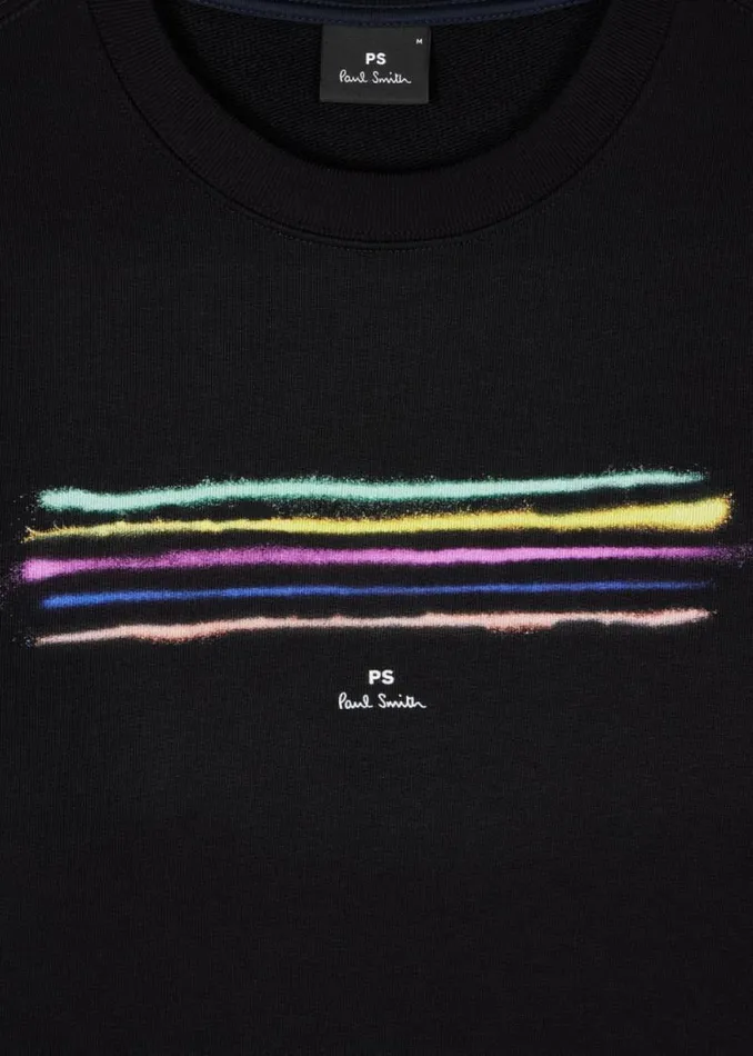 Mens Paul Smith Sweatshirts and Hoodies Black Stripe Print Sweatshirt