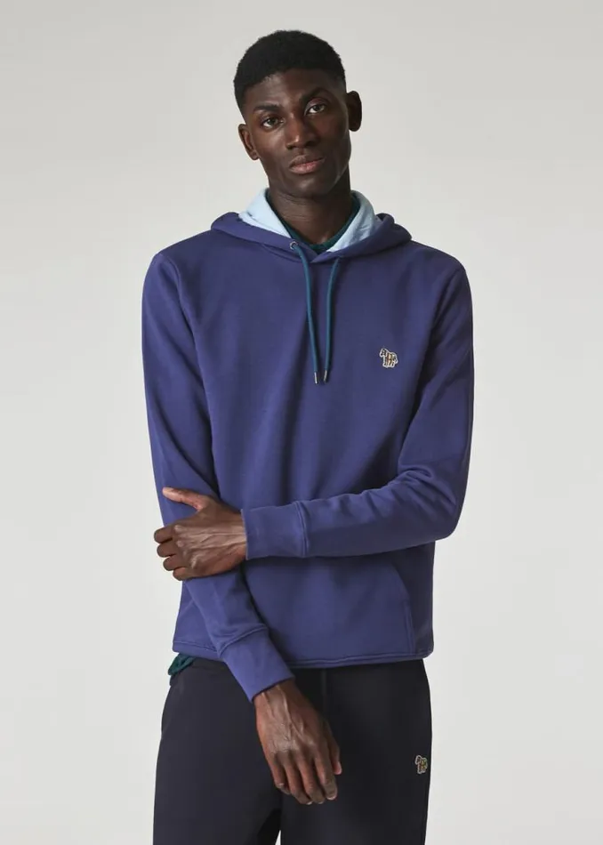 Mens Paul Smith Sweatshirts and Hoodies Dark Blue Zebra Logo Organic Cotton Hoodie Mens Paul Smith Sweatshirts and Hoodies Dark Blue Zebra Logo Organic Cotton Hoodie