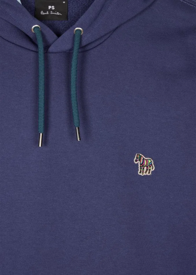 Mens Paul Smith Sweatshirts and Hoodies Dark Blue Zebra Logo Organic Cotton Hoodie