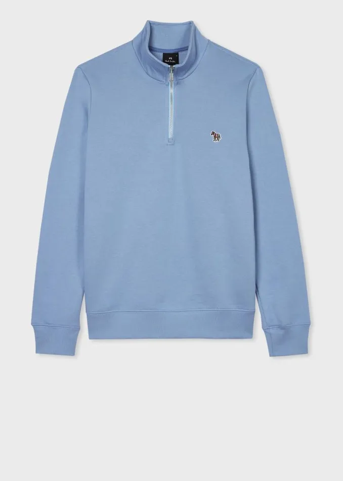 Mens Paul Smith Sweatshirts and Hoodies Light Blue Zebra Logo ZipNeck Sweatshirt Mens Paul Smith Sweatshirts and Hoodies Light Blue Zebra Logo ZipNeck Sweatshirt