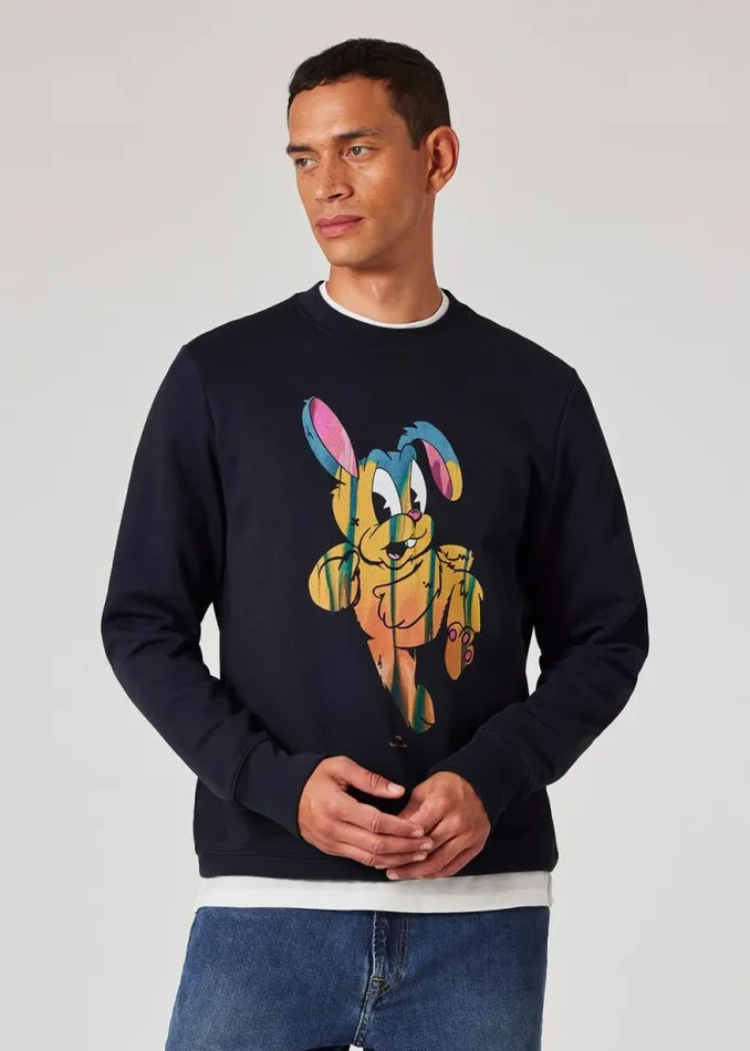Mens Paul Smith Sweatshirts and Hoodies Navy 039Rabbit039 Print Sweatshirt