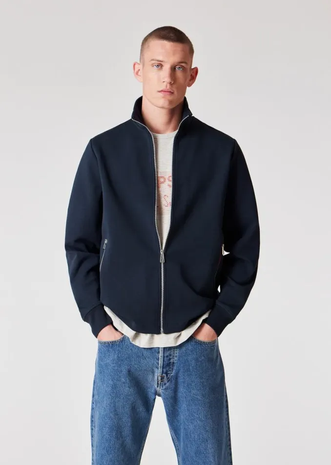Mens Paul Smith Sweatshirts and Hoodies Navy CottonBlend Zip Sweatshirt