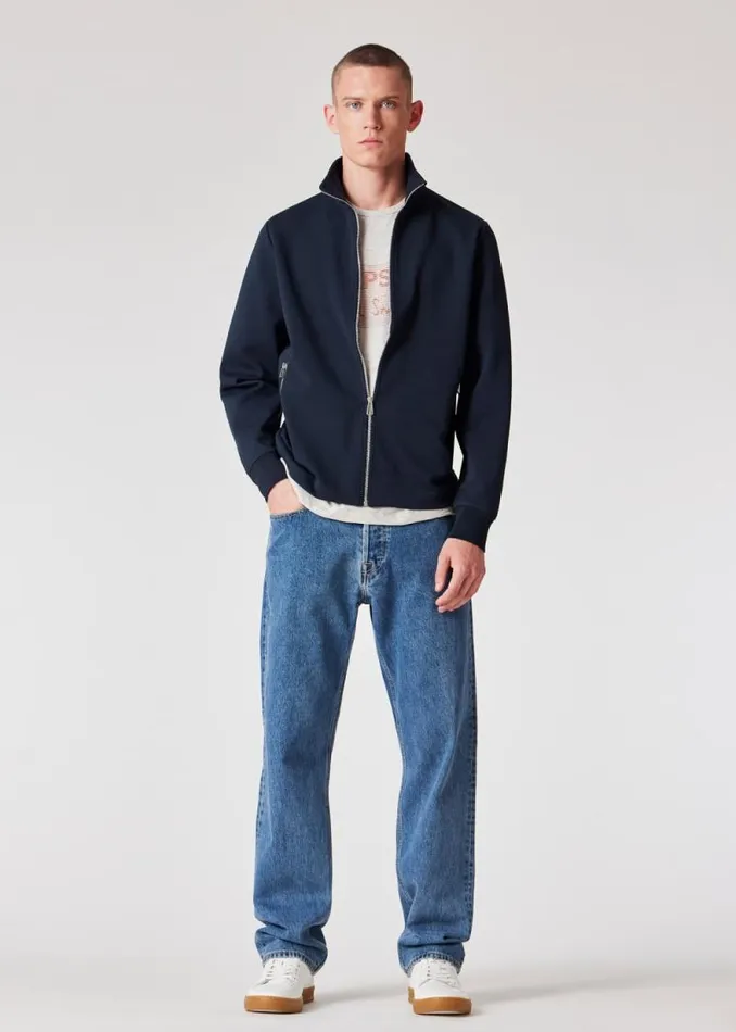 Mens Paul Smith Sweatshirts and Hoodies Navy CottonBlend Zip Sweatshirt