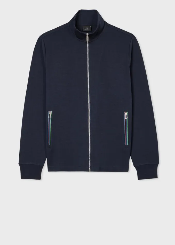 Mens Paul Smith Sweatshirts and Hoodies Navy CottonBlend Zip Sweatshirt