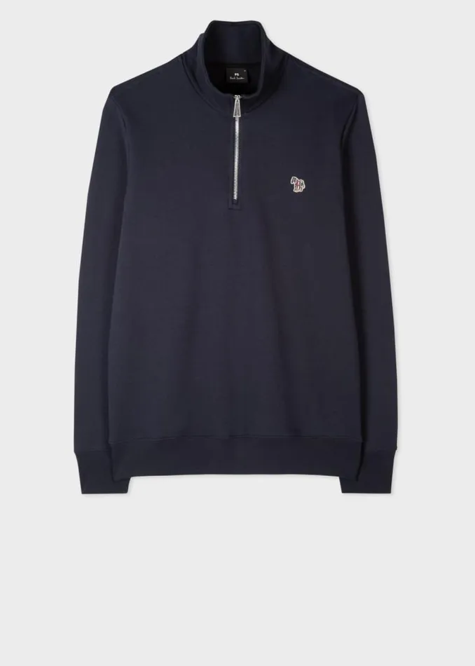 Mens Paul Smith Sweatshirts and Hoodies Navy Cotton Zebra Logo ZipNeck Sweatshirt Mens Paul Smith Sweatshirts and Hoodies Navy Cotton Zebra Logo ZipNeck Sweatshirt