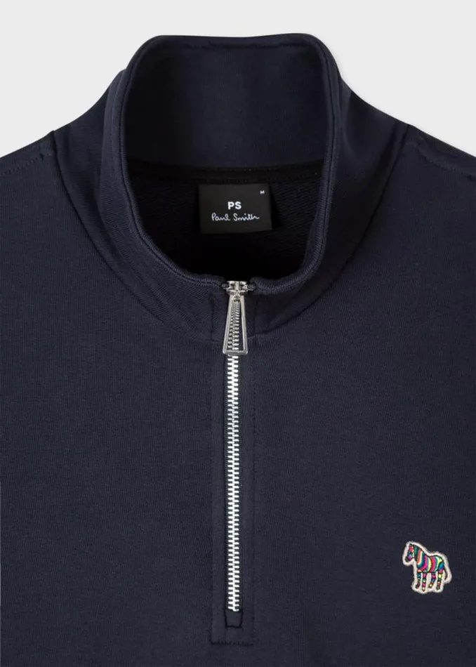 Mens Paul Smith Sweatshirts and Hoodies Navy Cotton Zebra Logo ZipNeck Sweatshirt Mens Paul Smith Sweatshirts and Hoodies Navy Cotton Zebra Logo ZipNeck Sweatshirt