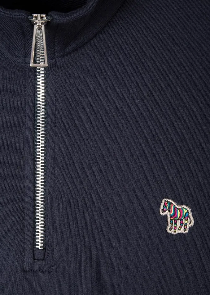 Mens Paul Smith Sweatshirts and Hoodies Navy Cotton Zebra Logo ZipNeck Sweatshirt Mens Paul Smith Sweatshirts and Hoodies Navy Cotton Zebra Logo ZipNeck Sweatshirt
