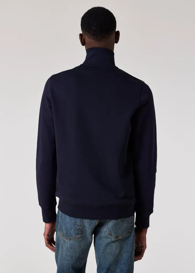 Mens Paul Smith Sweatshirts and Hoodies Navy Cotton Zebra Logo Zip Sweatshirt