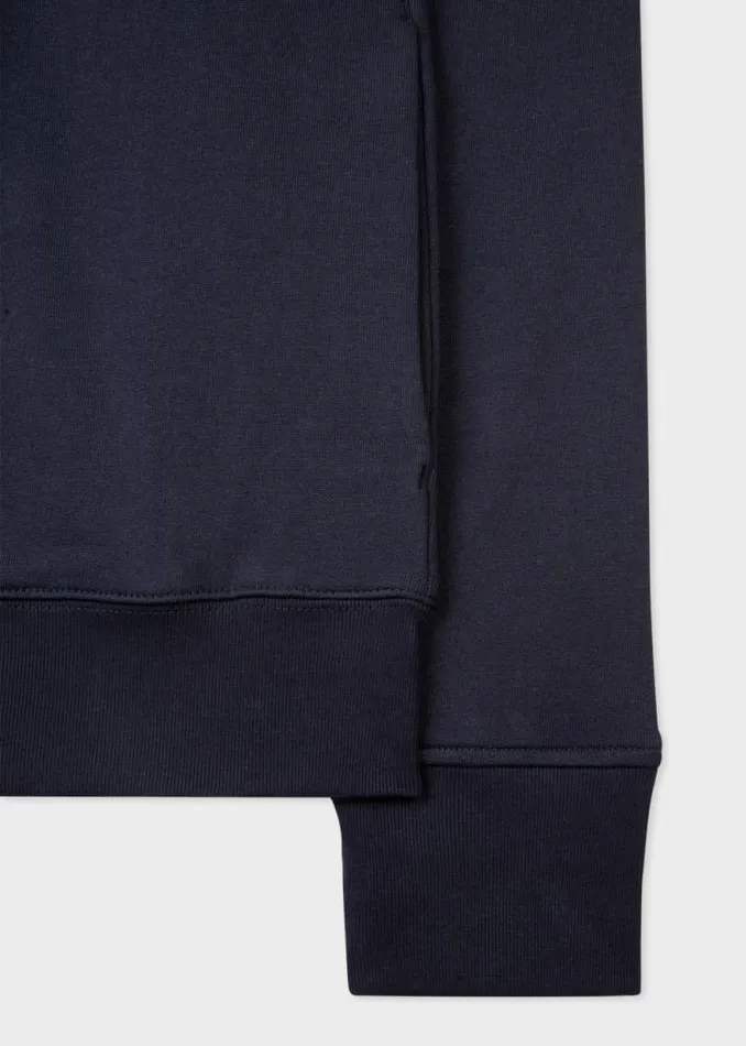 Mens Paul Smith Sweatshirts and Hoodies Navy Cotton Zebra Logo Zip Sweatshirt