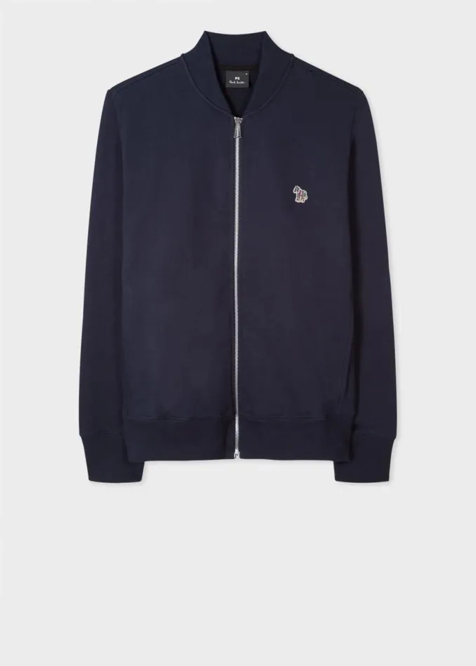 Mens Paul Smith Sweatshirts and Hoodies Navy Zebra Logo Cotton Bomber Jacket