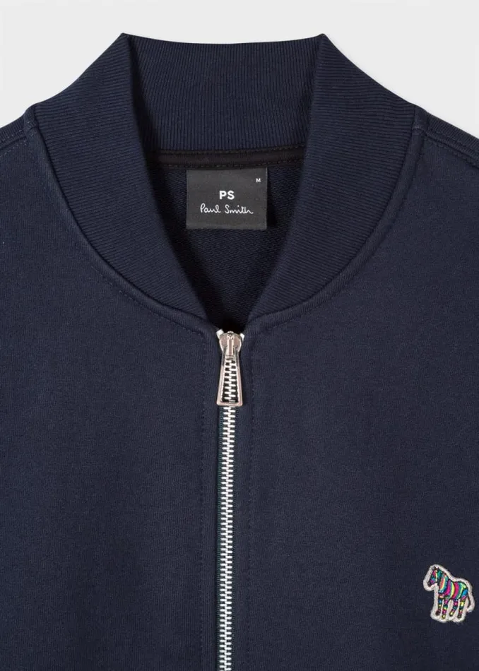 Mens Paul Smith Sweatshirts and Hoodies Navy Zebra Logo Cotton Bomber Jacket