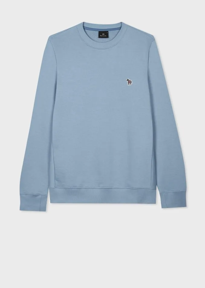 Mens Paul Smith Sweatshirts and Hoodies Pale Blue Zebra Logo Organic Cotton Sweatshirt Mens Paul Smith Sweatshirts and Hoodies Pale Blue Zebra Logo Organic Cotton Sweatshirt