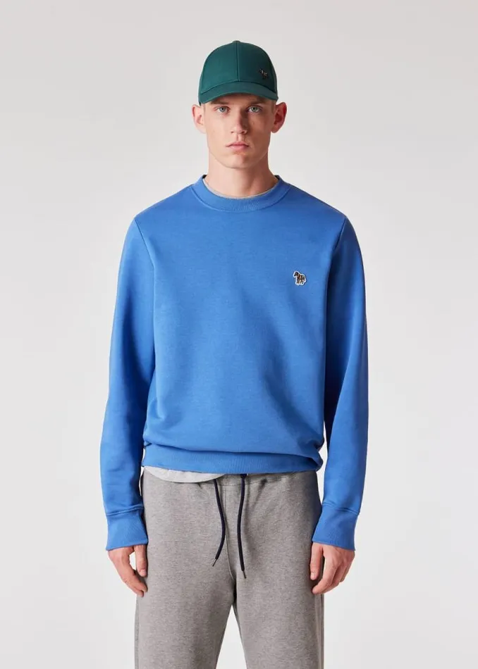 Mens Paul Smith Sweatshirts and Hoodies Powder Blue Zebra Logo Organic Cotton Sweatshirt Mens Paul Smith Sweatshirts and Hoodies Powder Blue Zebra Logo Organic Cotton Sweatshirt