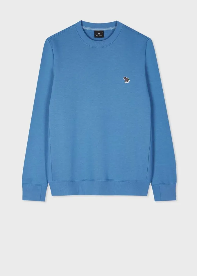 Mens Paul Smith Sweatshirts and Hoodies Powder Blue Zebra Logo Organic Cotton Sweatshirt Mens Paul Smith Sweatshirts and Hoodies Powder Blue Zebra Logo Organic Cotton Sweatshirt