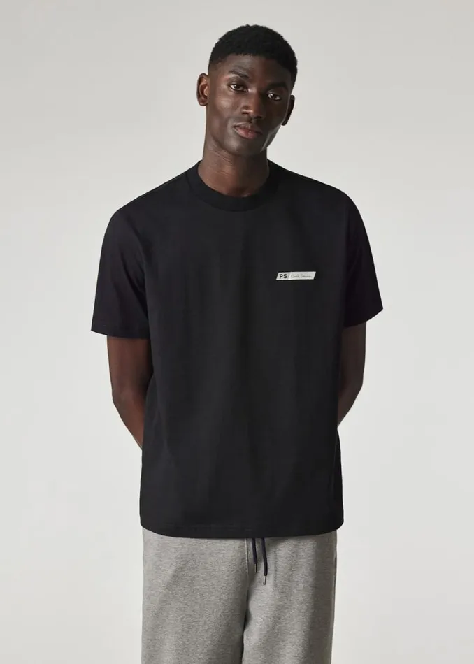 Mens Paul Smith TShirts Black PS Tilt Logo CottonBlend TShirt