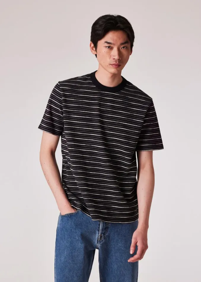 Mens Paul Smith TShirts Black TexturedStripe TShirt