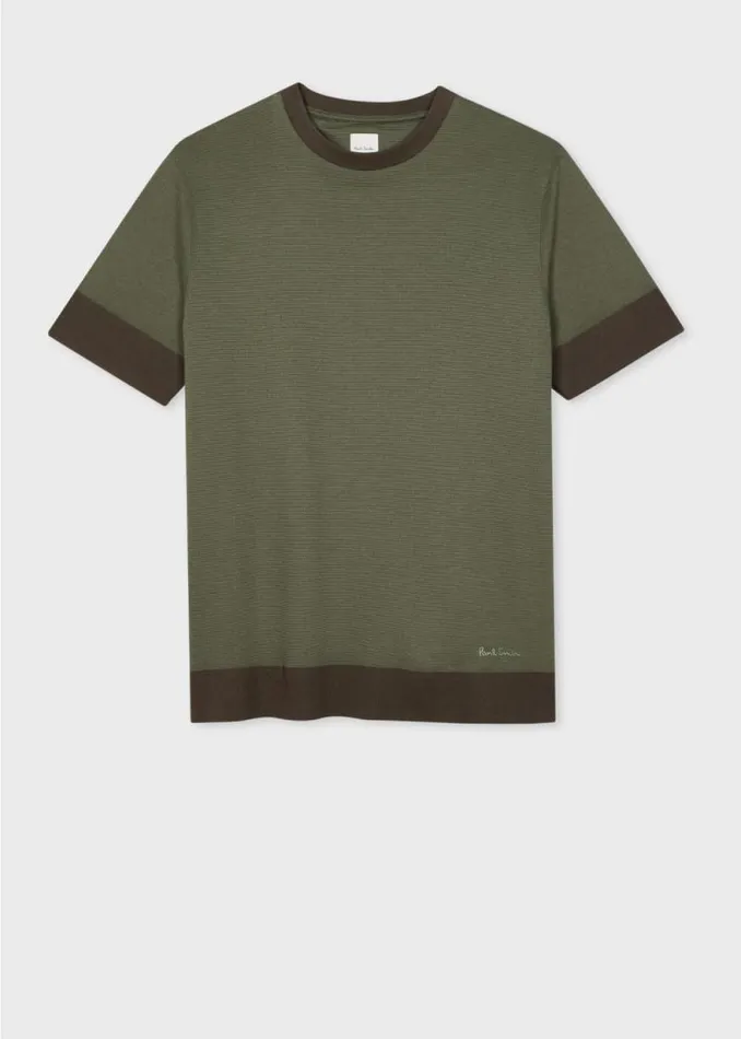 Mens Paul Smith TShirts Dark Green Mercerised CottonBlend TShirt