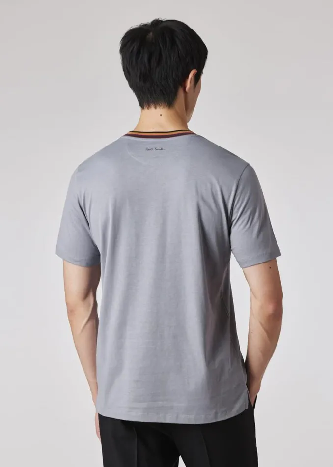 Mens Paul Smith TShirts Dusty Blue 039Artist Stripe039 Collar TShirt Mens Paul Smith TShirts Dusty Blue 039Artist Stripe039 Collar TShirt
