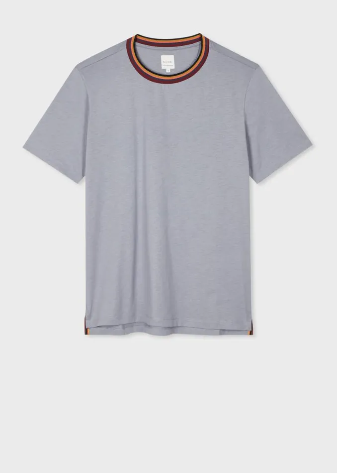 Mens Paul Smith TShirts Dusty Blue 039Artist Stripe039 Collar TShirt Mens Paul Smith TShirts Dusty Blue 039Artist Stripe039 Collar TShirt