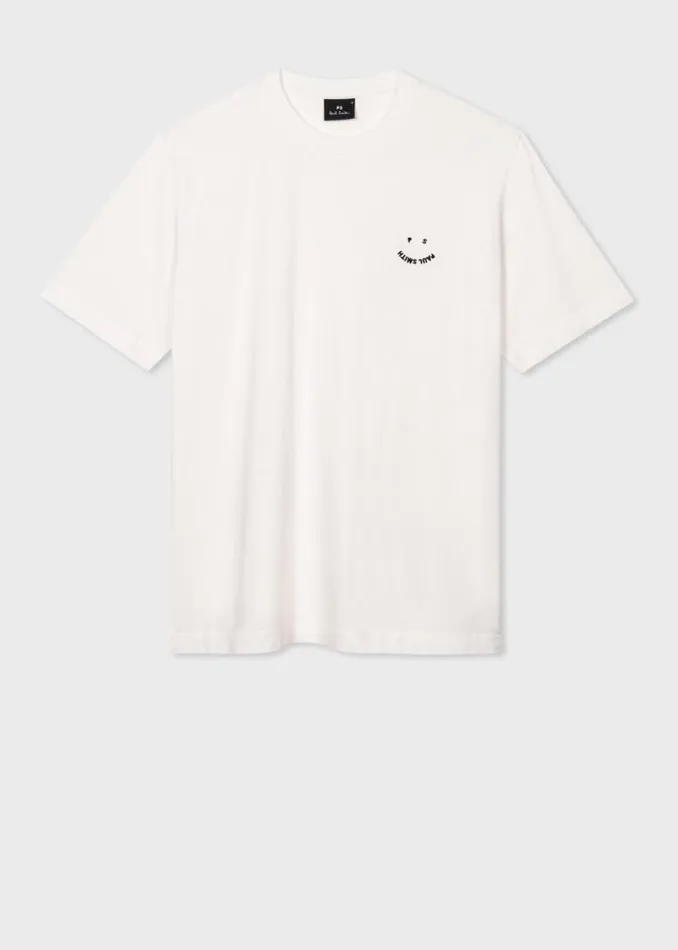 Mens Paul Smith TShirts Ecru 039Happy039 Piece Dyed TShirt