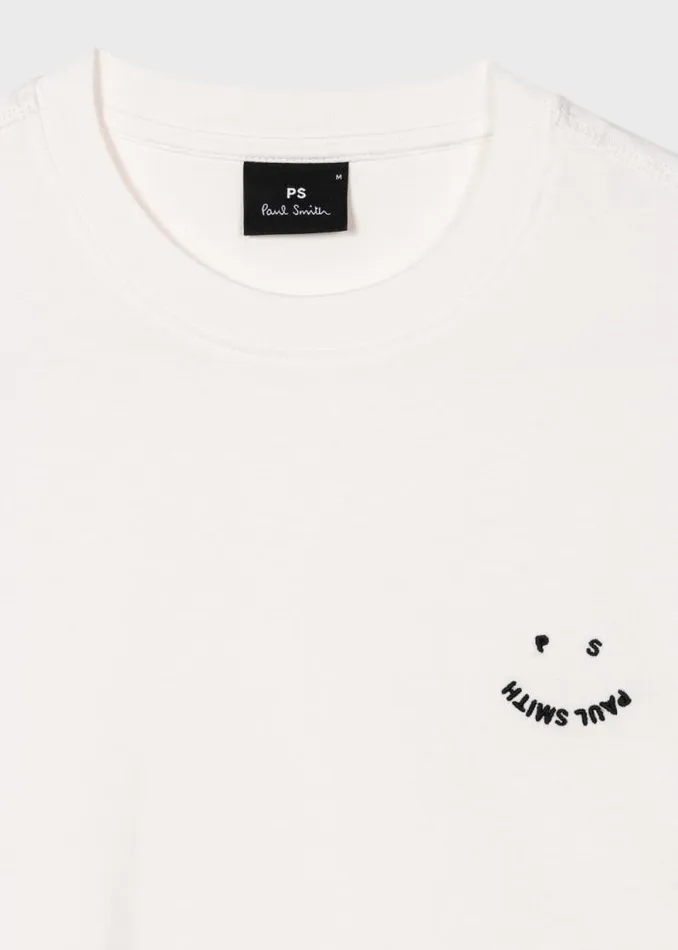 Mens Paul Smith TShirts Ecru 039Happy039 Piece Dyed TShirt
