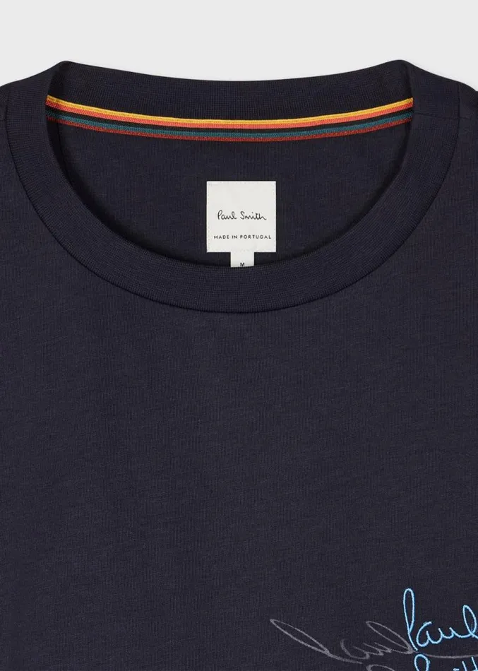 Mens Paul Smith TShirts Navy 039Shadow Logo039 Cotton TShirt
