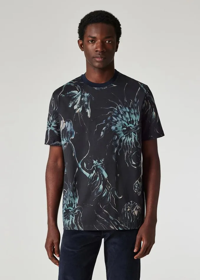 Mens Paul Smith TShirts Navy 039Thistleberry039 Print TShirt