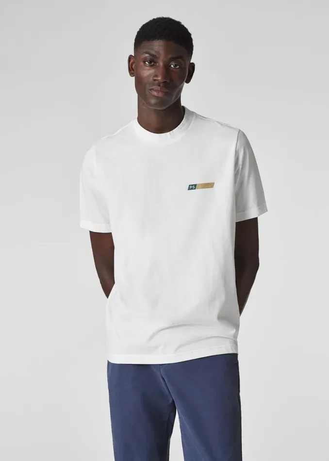 Mens Paul Smith TShirts White PS Tilt Logo CottonBlend TShirt