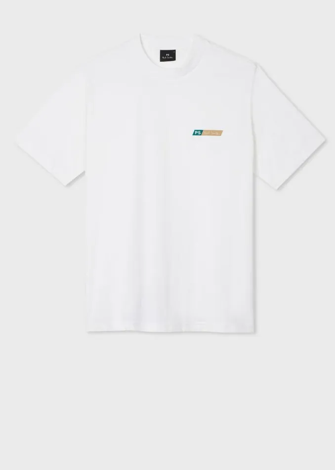 Mens Paul Smith TShirts White PS Tilt Logo CottonBlend TShirt