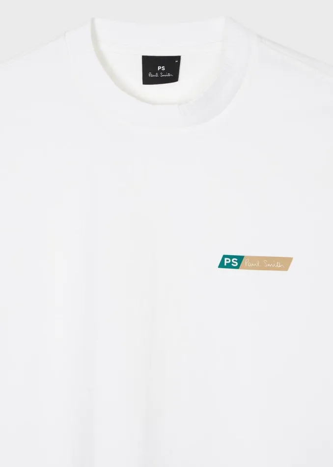 Mens Paul Smith TShirts White PS Tilt Logo CottonBlend TShirt