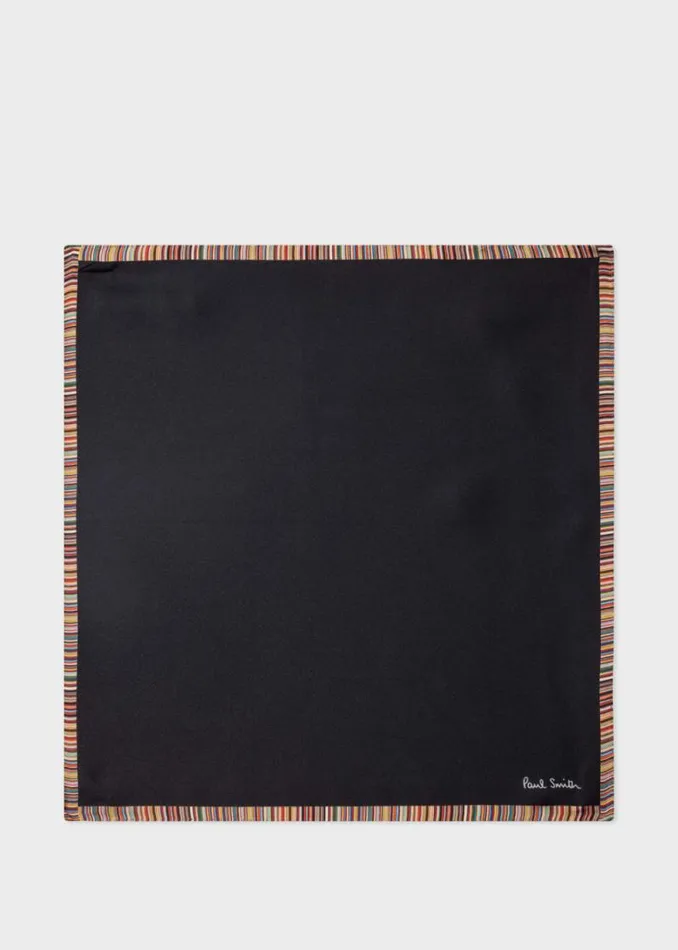 Mens Paul Smith The Classics Black 039Signature Stripe039 Silk Pocket Square