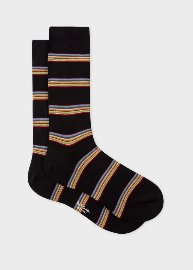 Mens Paul Smith The Classics Black Block 039Signature Stripe039 Socks