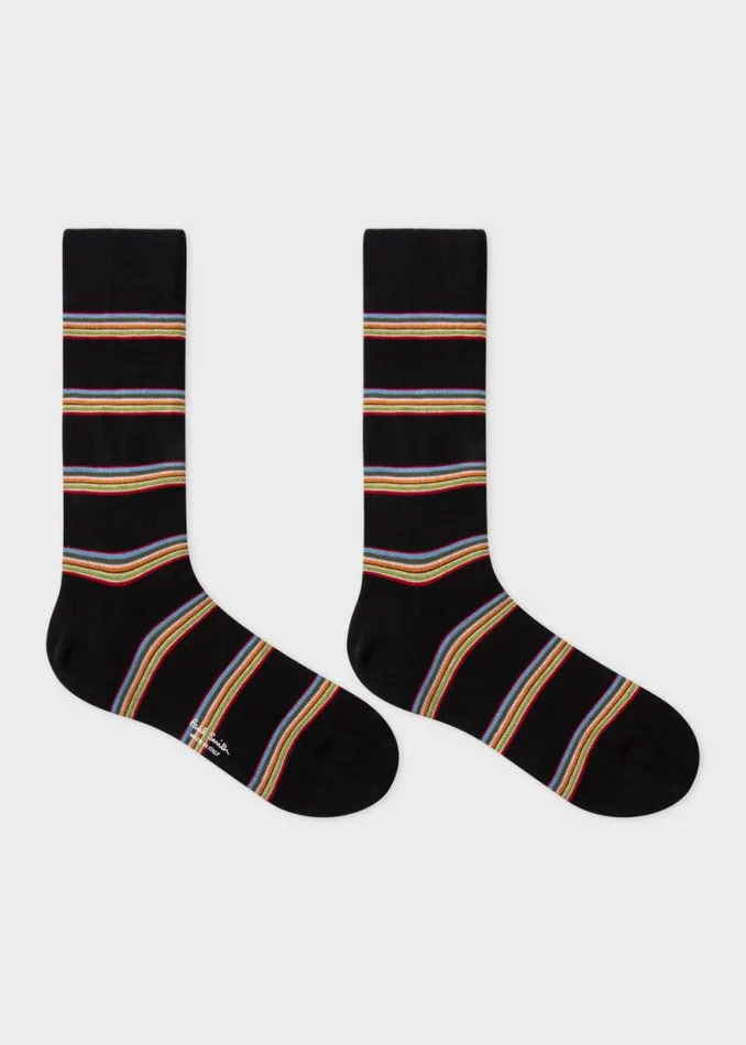 Mens Paul Smith The Classics Black Block 039Signature Stripe039 Socks