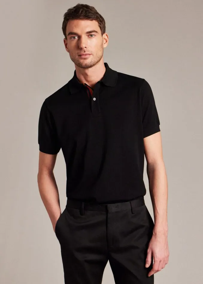 Mens Paul Smith The Classics Black Cotton 039Artist Stripe039 Placket Polo Shirt Mens Paul Smith The Classics Black Cotton 039Artist Stripe039 Placket Polo Shirt