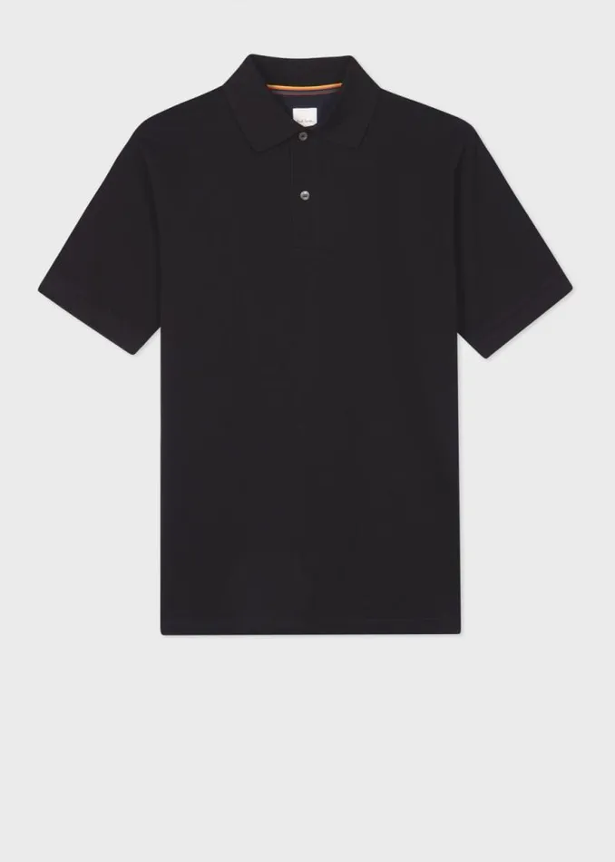 Mens Paul Smith The Classics Black Cotton 039Artist Stripe039 Placket Polo Shirt