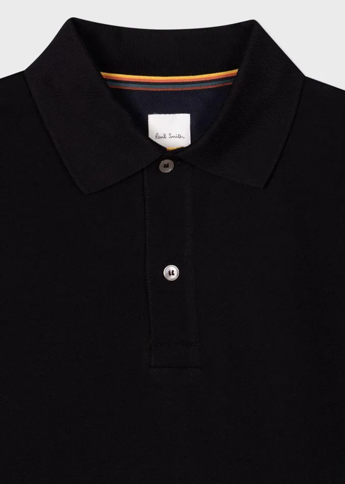 Mens Paul Smith The Classics Black Cotton 039Artist Stripe039 Placket Polo Shirt